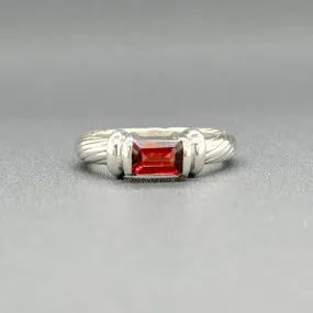 Estate SS Red CZ Cable Ring