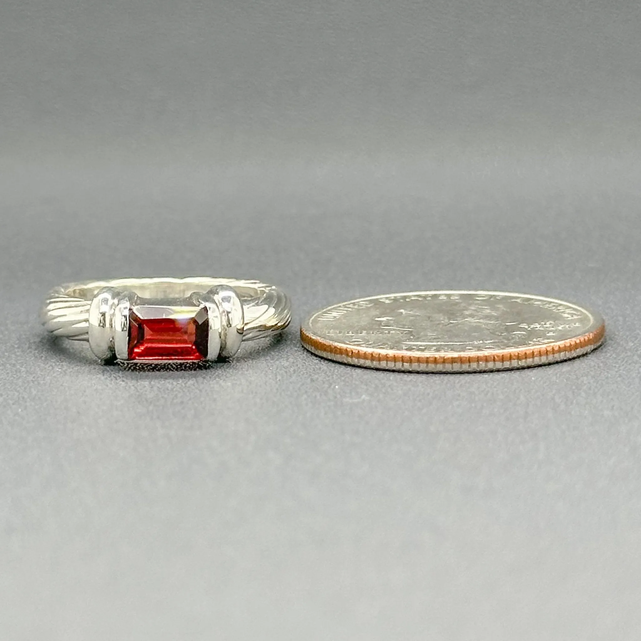 Estate SS Red CZ Cable Ring