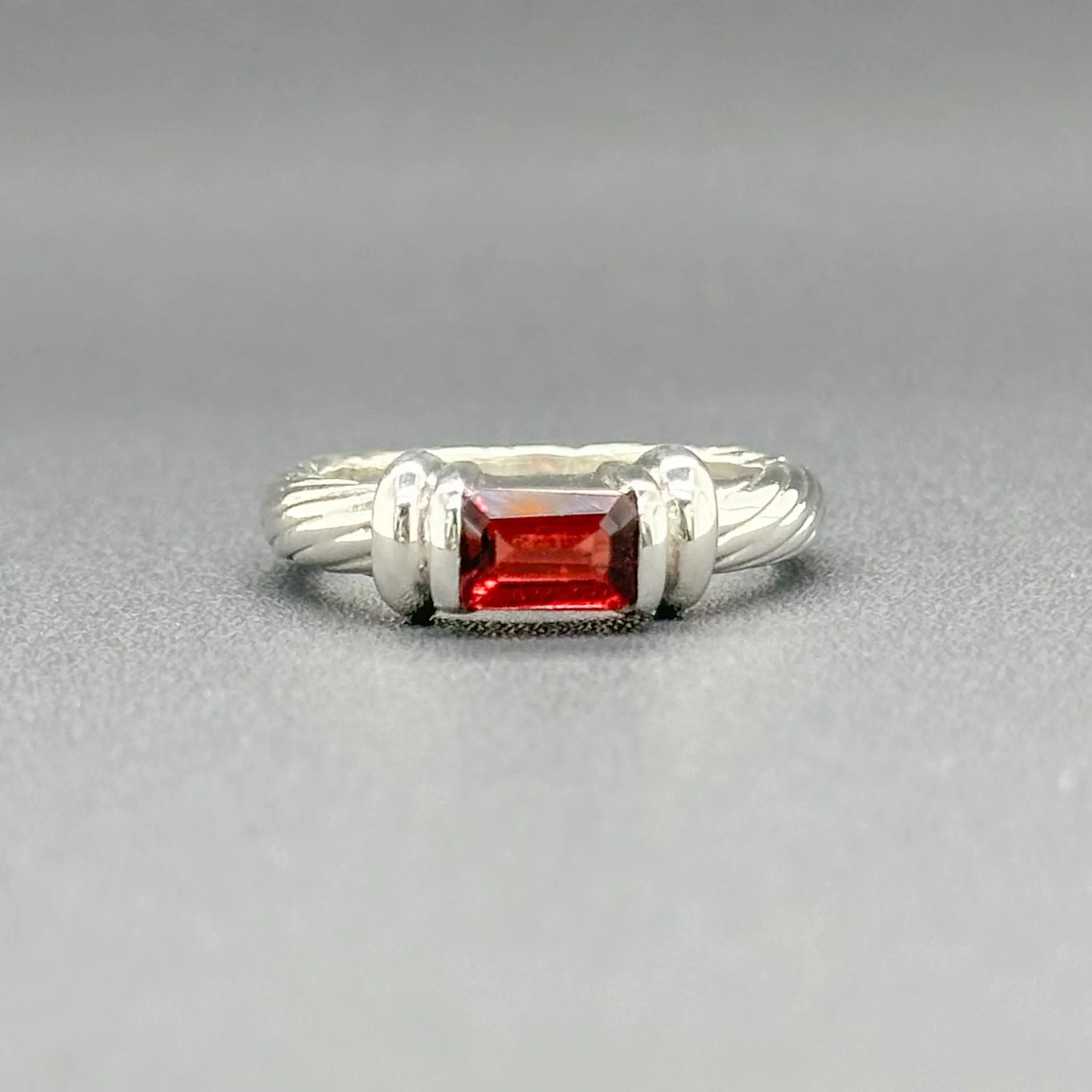 Estate SS Red CZ Cable Ring