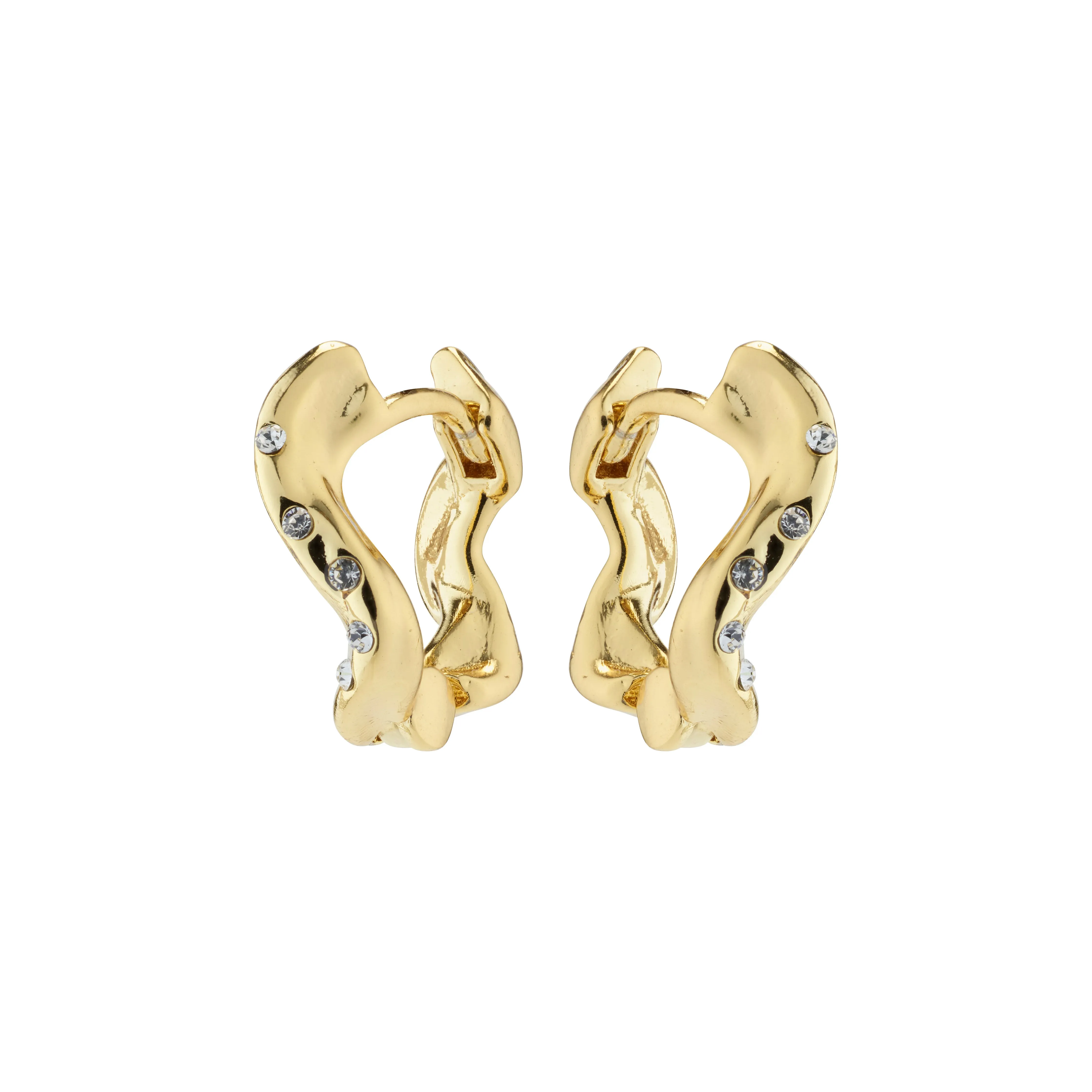 EVRA recycled organic shaped crystal hoops gold-plated