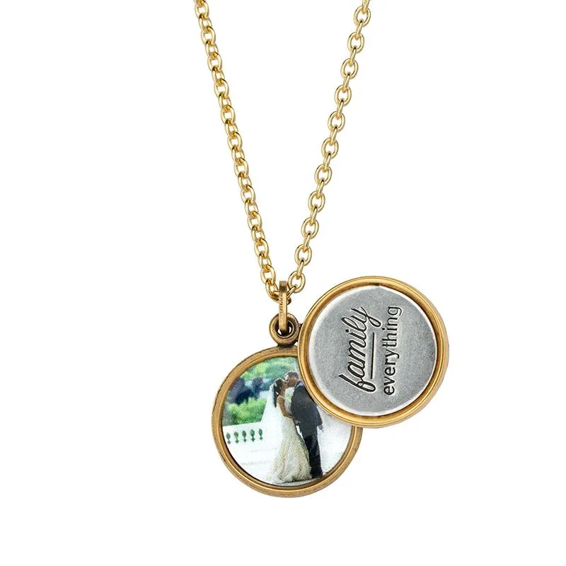 Family Over Everything Personalized Photo Locket Necklace