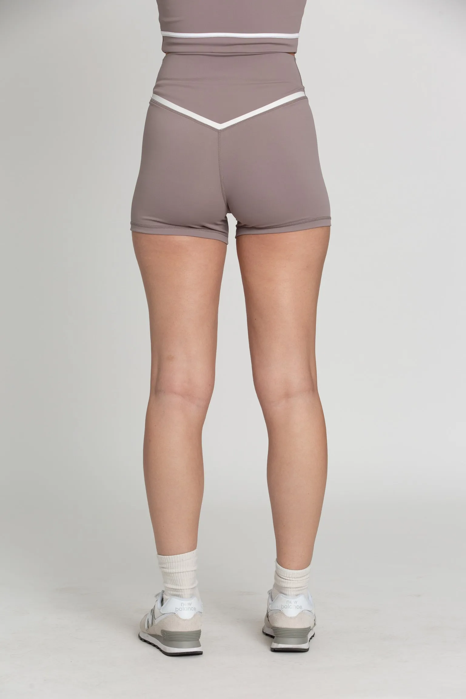 Fog White Line Cross Over Spandex Shorts