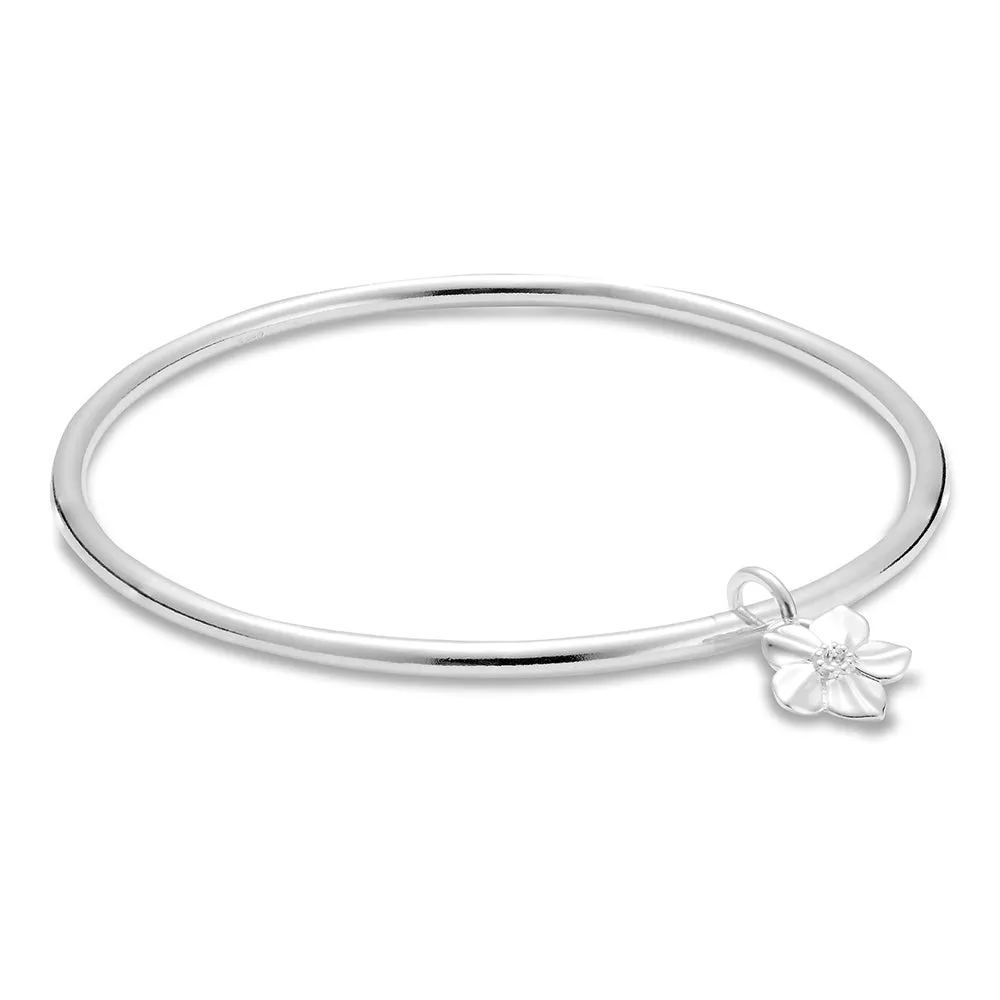 Forget-Me-Not Silver Charm Bangle