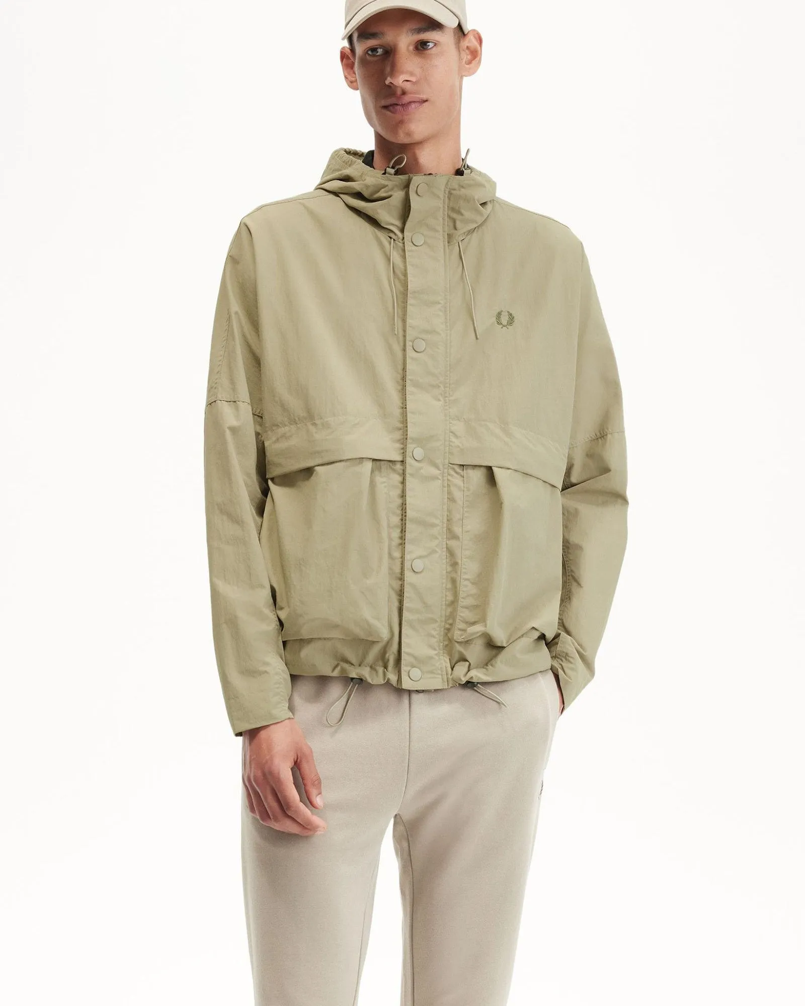 Fred Perry Cropped Parka - Warm Grey