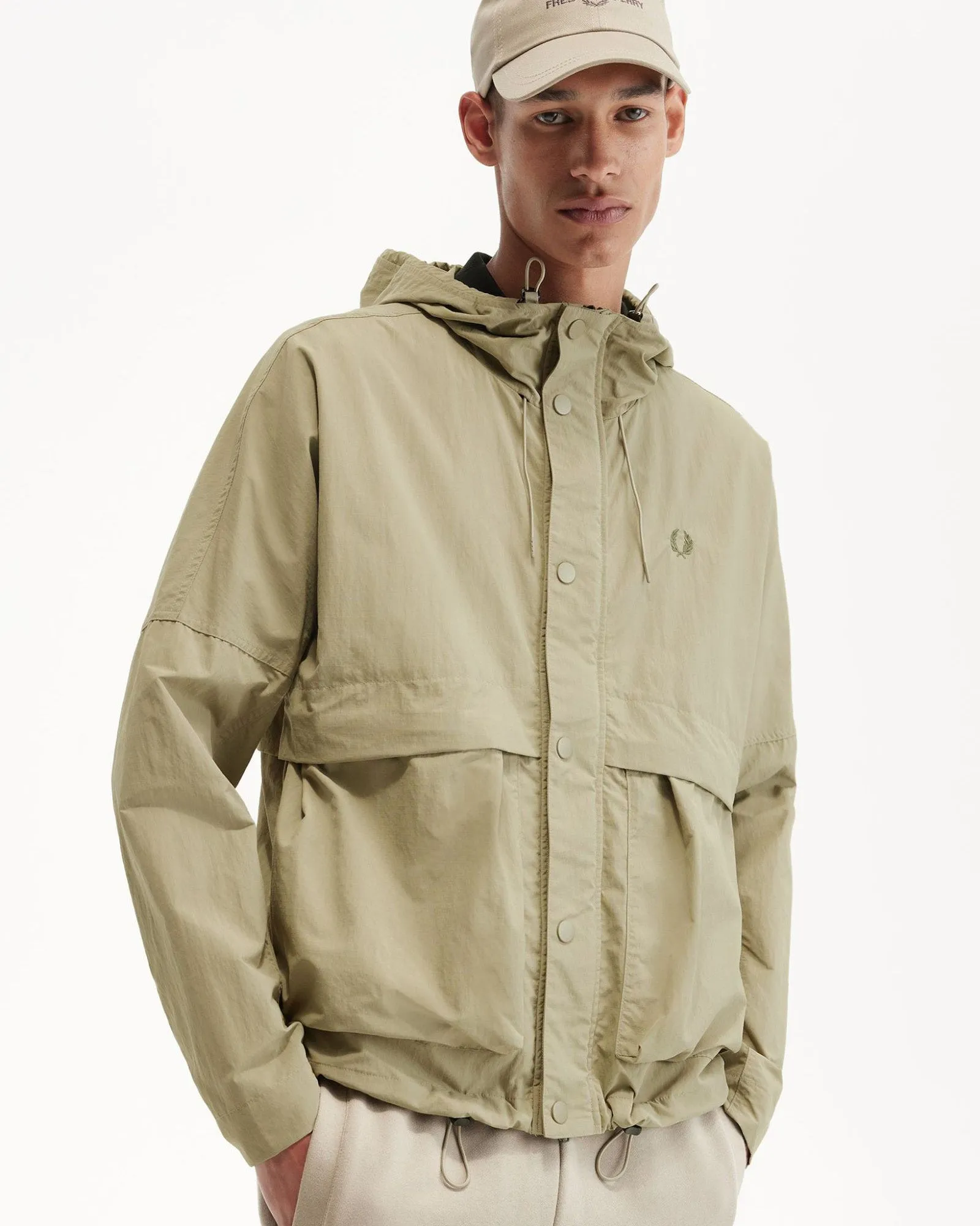 Fred Perry Cropped Parka - Warm Grey