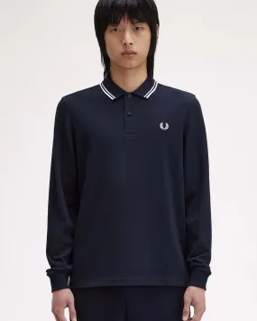 Fred Perry L/S Twin Tipped Polo Shirt - Navy / White