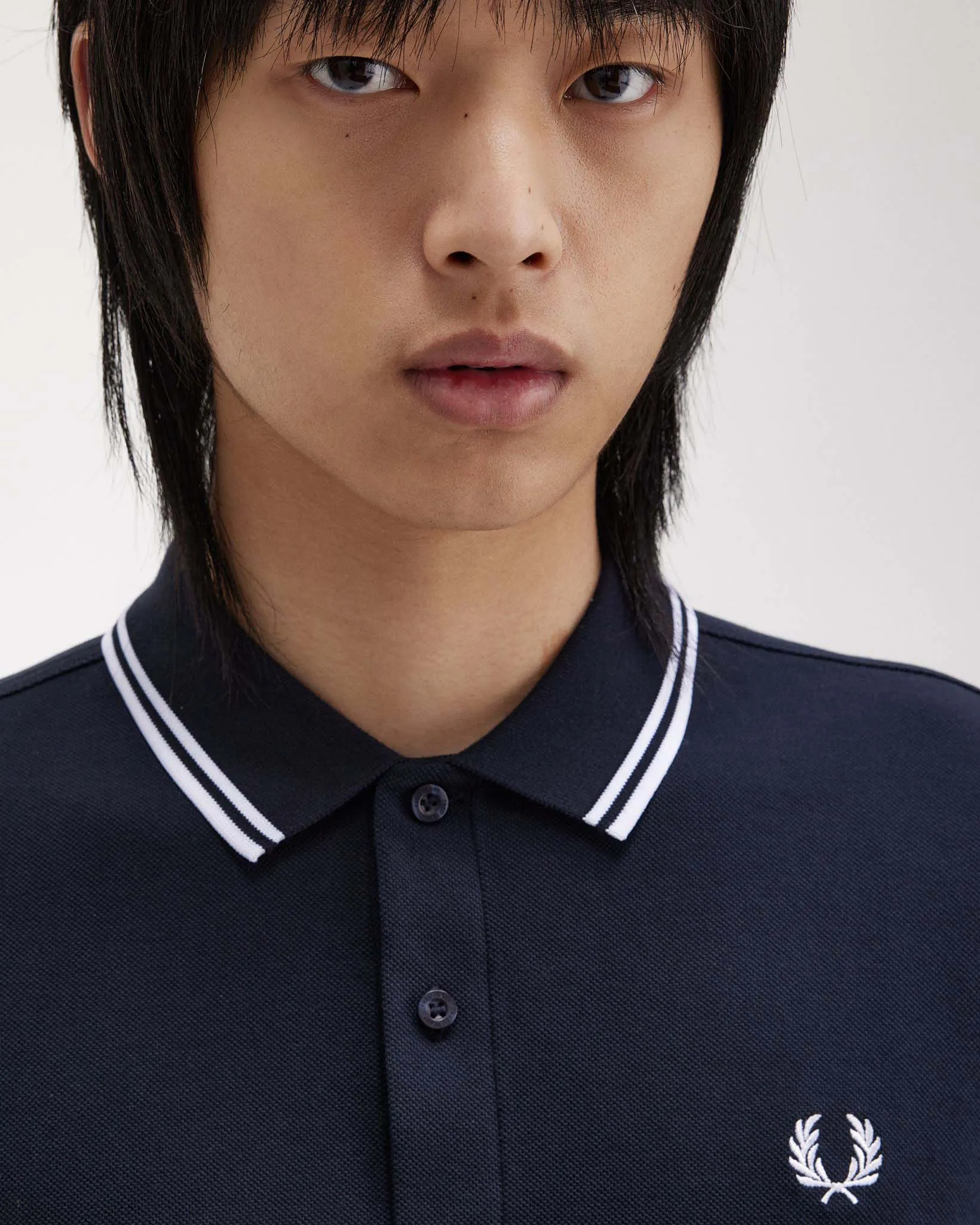 Fred Perry L/S Twin Tipped Polo Shirt - Navy / White