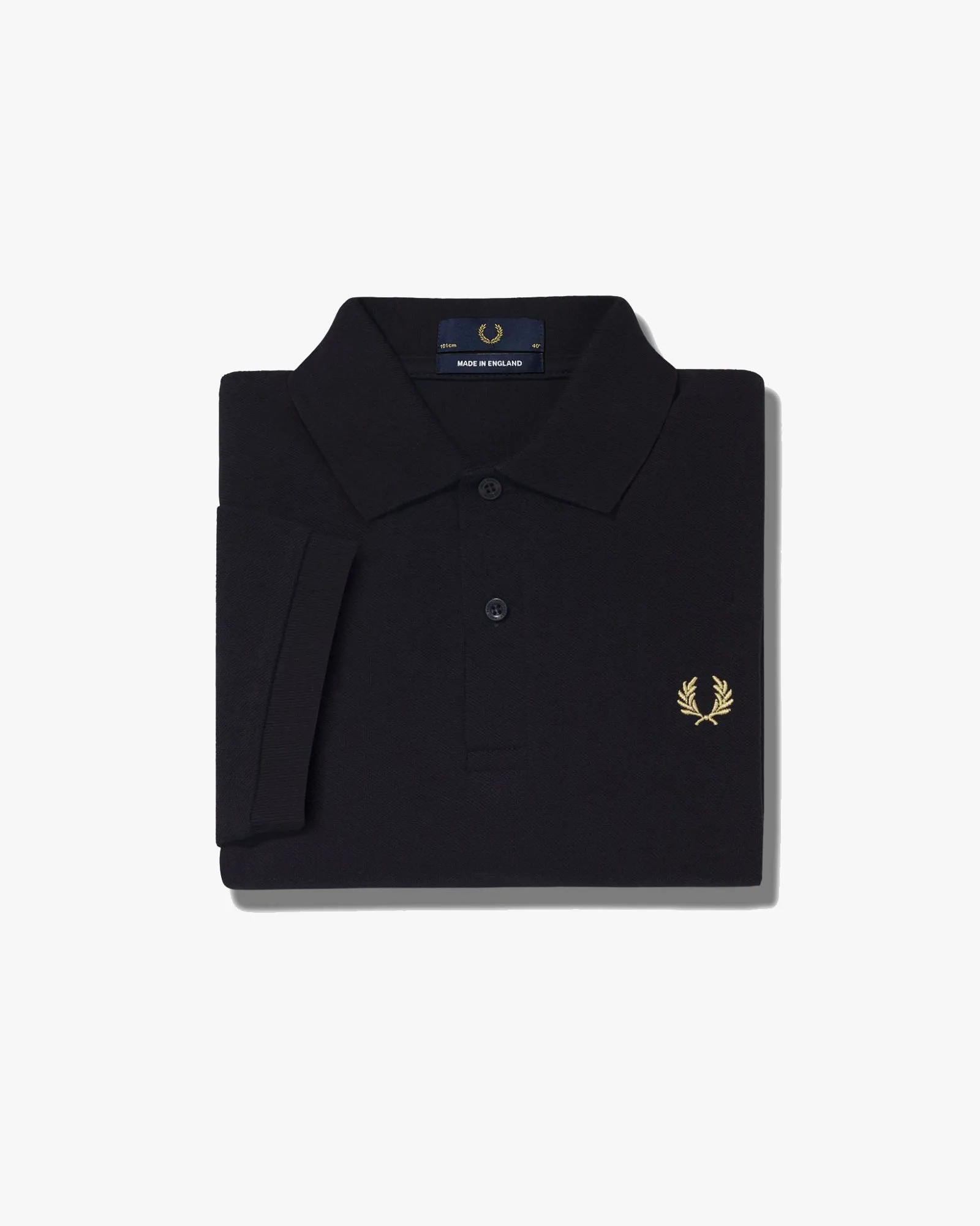 Fred Perry M3 Made In England Plain Polo Shirt - Black / Champagne