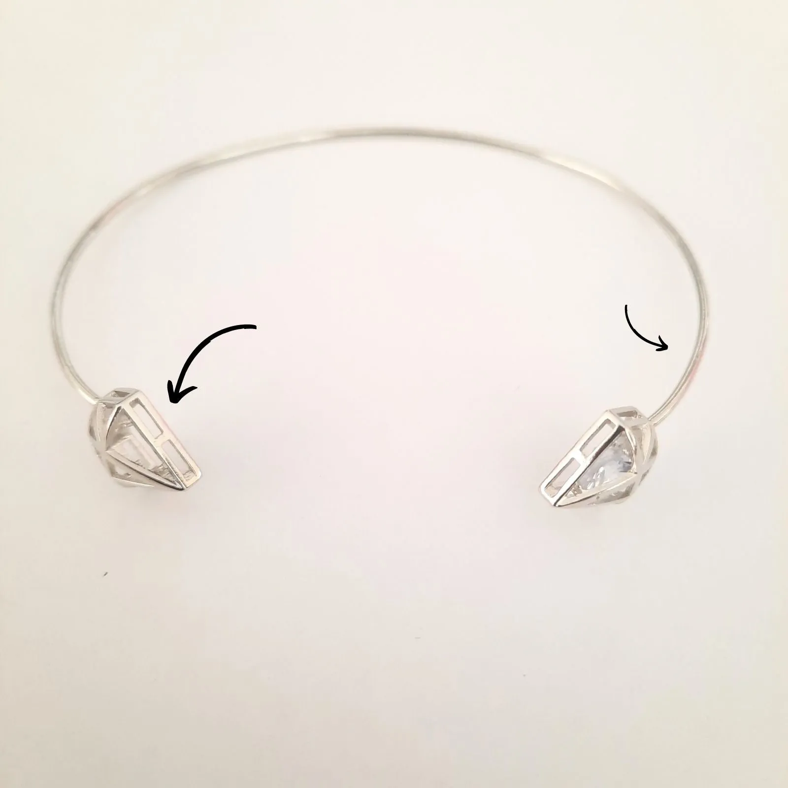 Gem Shaped Silver Open Cuff - Sample