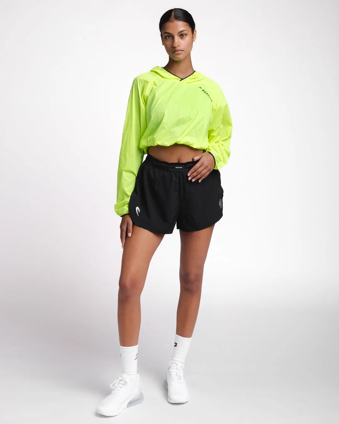 Genaro Cropped Windbreaker Hoodie - Neon Yellow