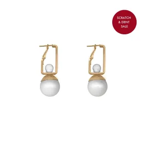 Gia Pearl Drop Gold Earrings - Sample