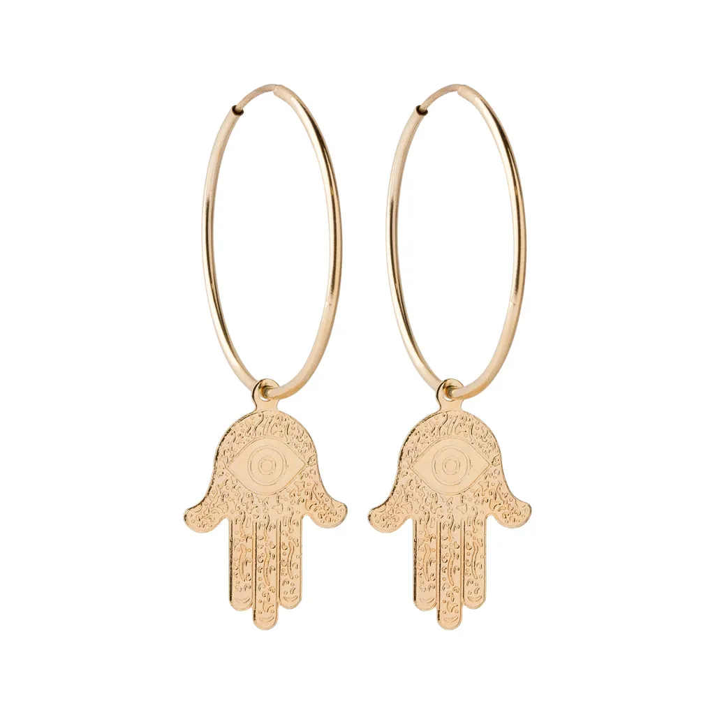 Hamsa Hoops in Gold