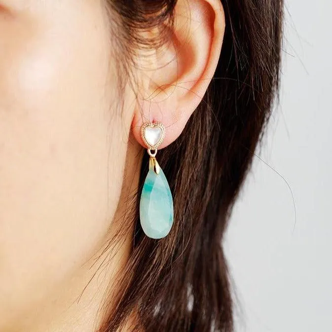 Heart Drops Amazonite Earrings