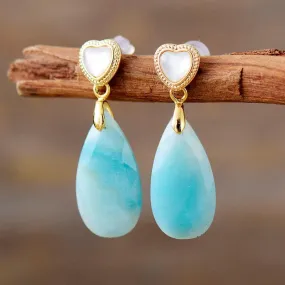 Heart Drops Amazonite Earrings