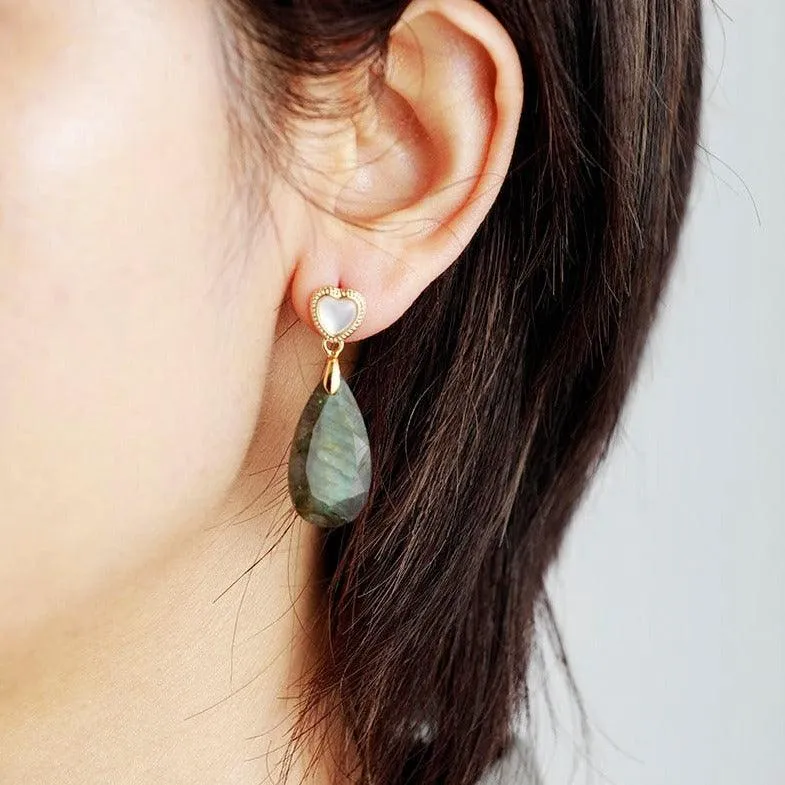 Heart Drops Amazonite Earrings