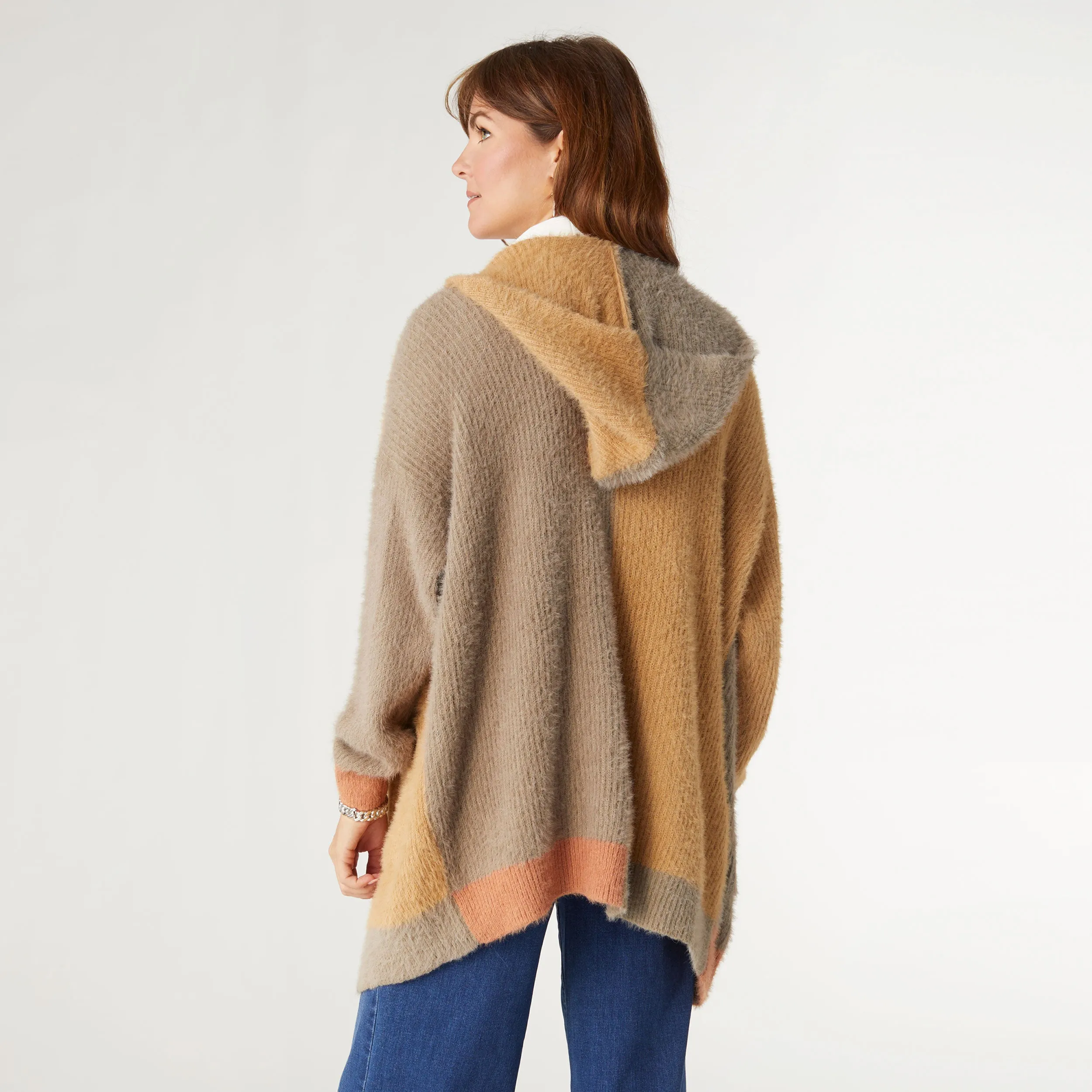 Honora Eyelash Hooded Cardigan - Mushroom Mix