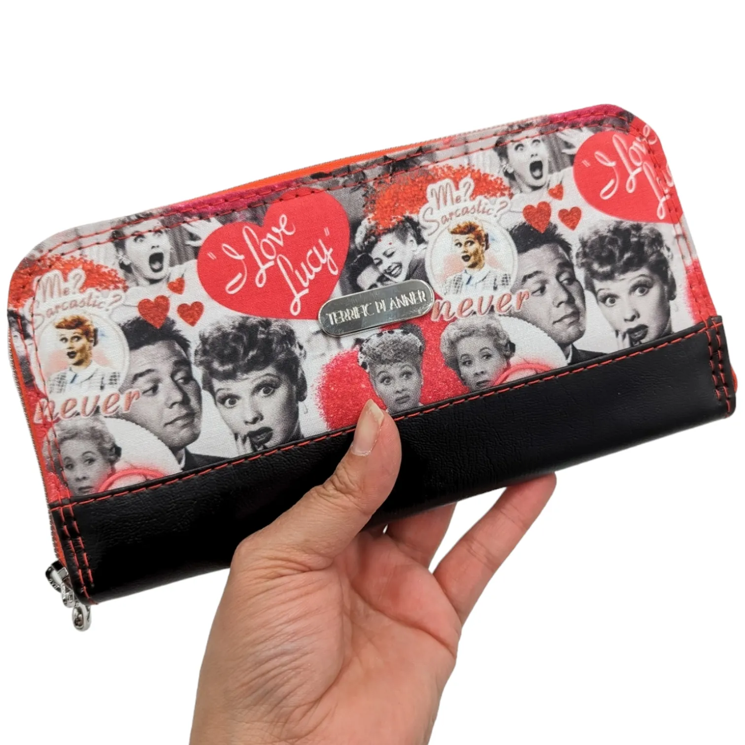 I Love Lucy Black Zip Around Wallet