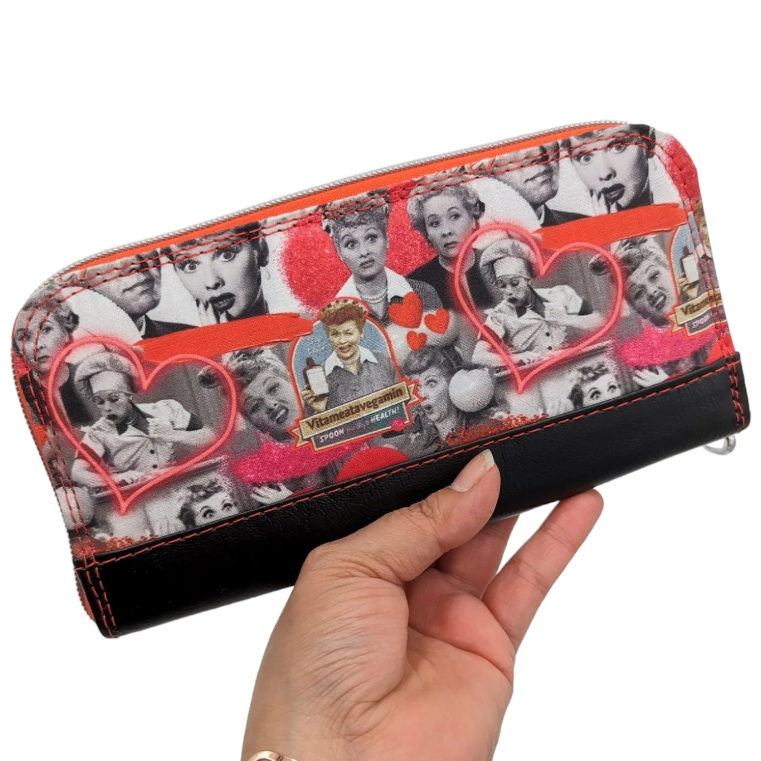 I Love Lucy Black Zip Around Wallet