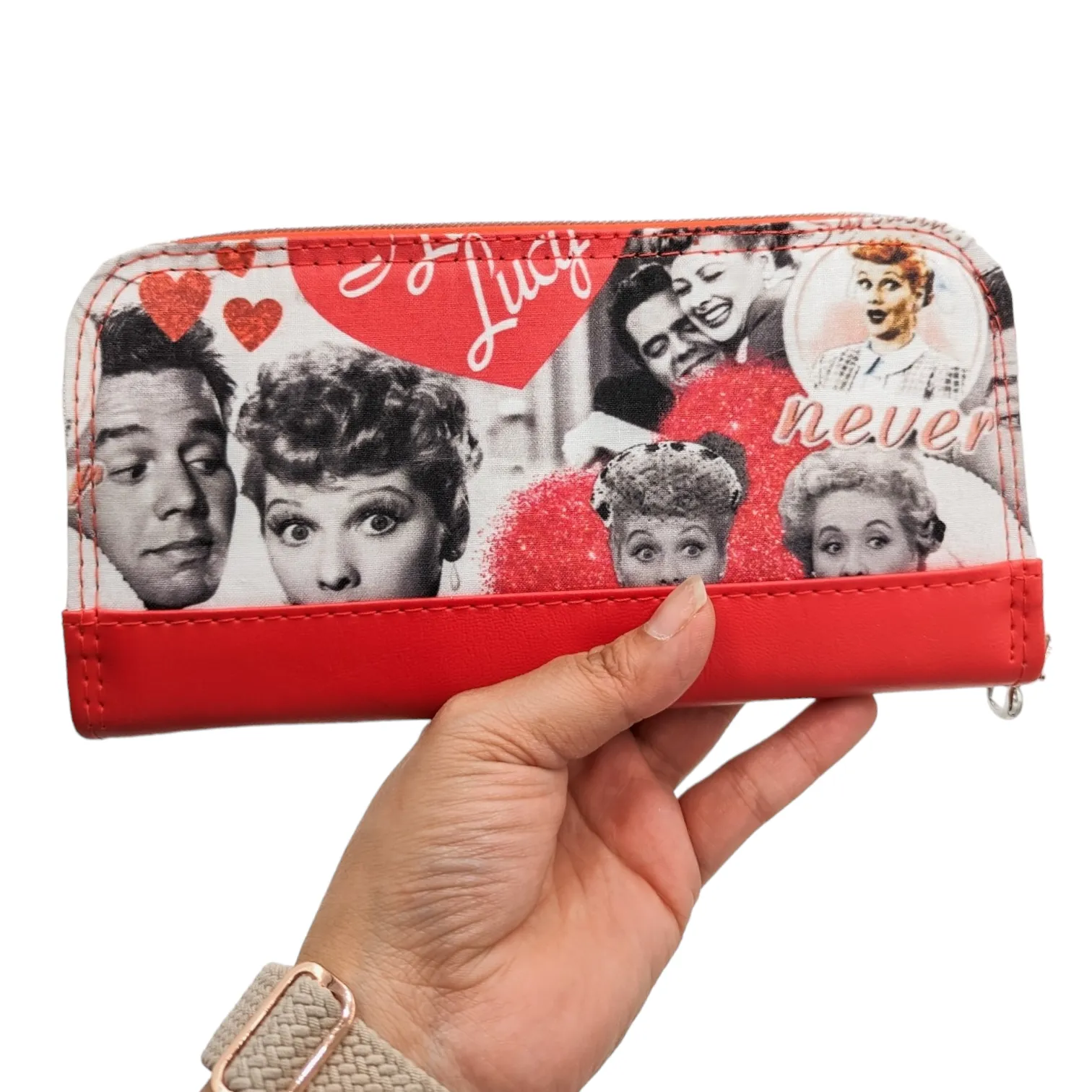 I Love Lucy Large Print Red Zip Around Wallet