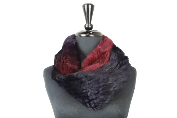 Infinity Cozy Fur Muffler - Navy/Wine