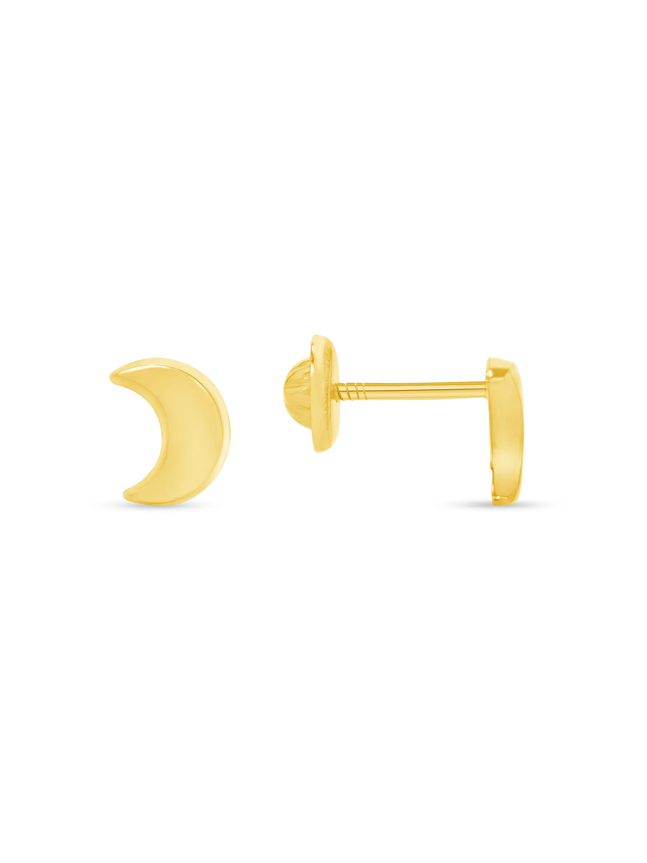 Kid Gold Moon Stud Earrings 14K