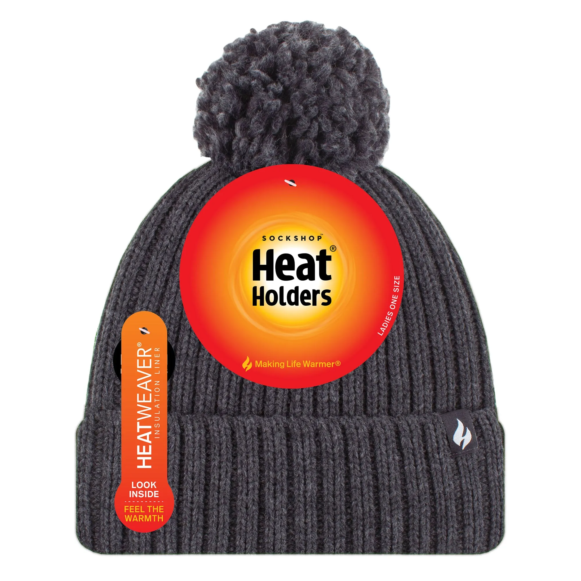 Ladies Arden Pom Pom Hat - Charcoal