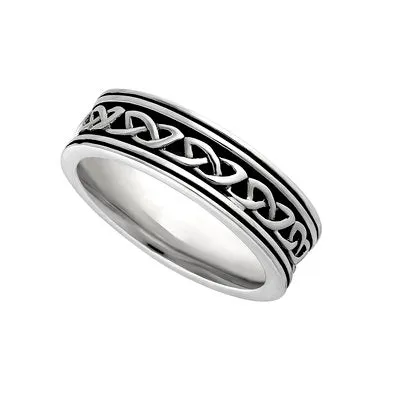 Ladies Silver Oxidised Celtic Knot Band