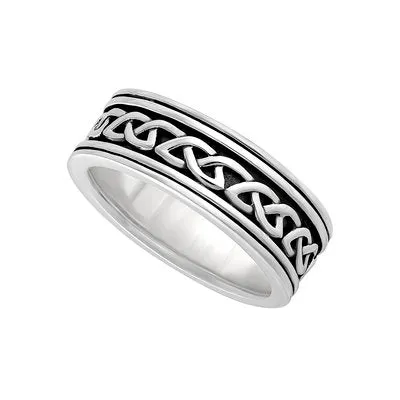 Ladies Silver Oxidised Celtic Knot Band