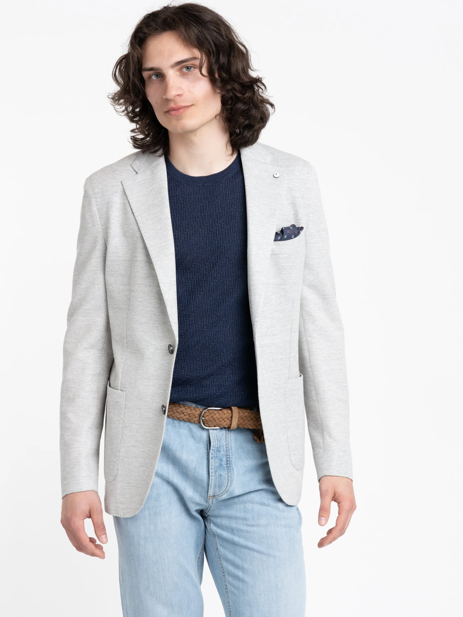 Light Grey Jack Cotton-Linen Sport Jacket