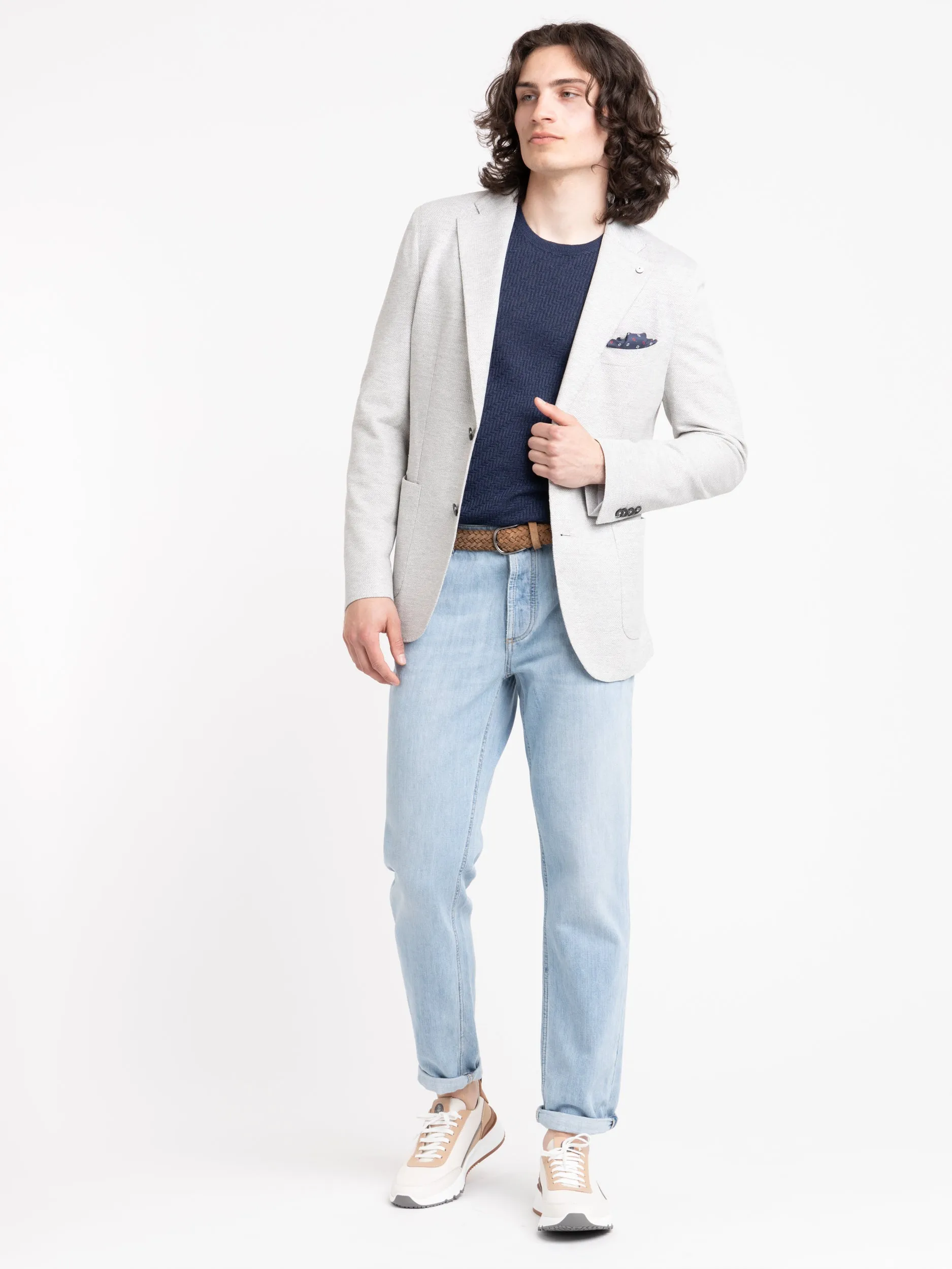 Light Grey Jack Cotton-Linen Sport Jacket