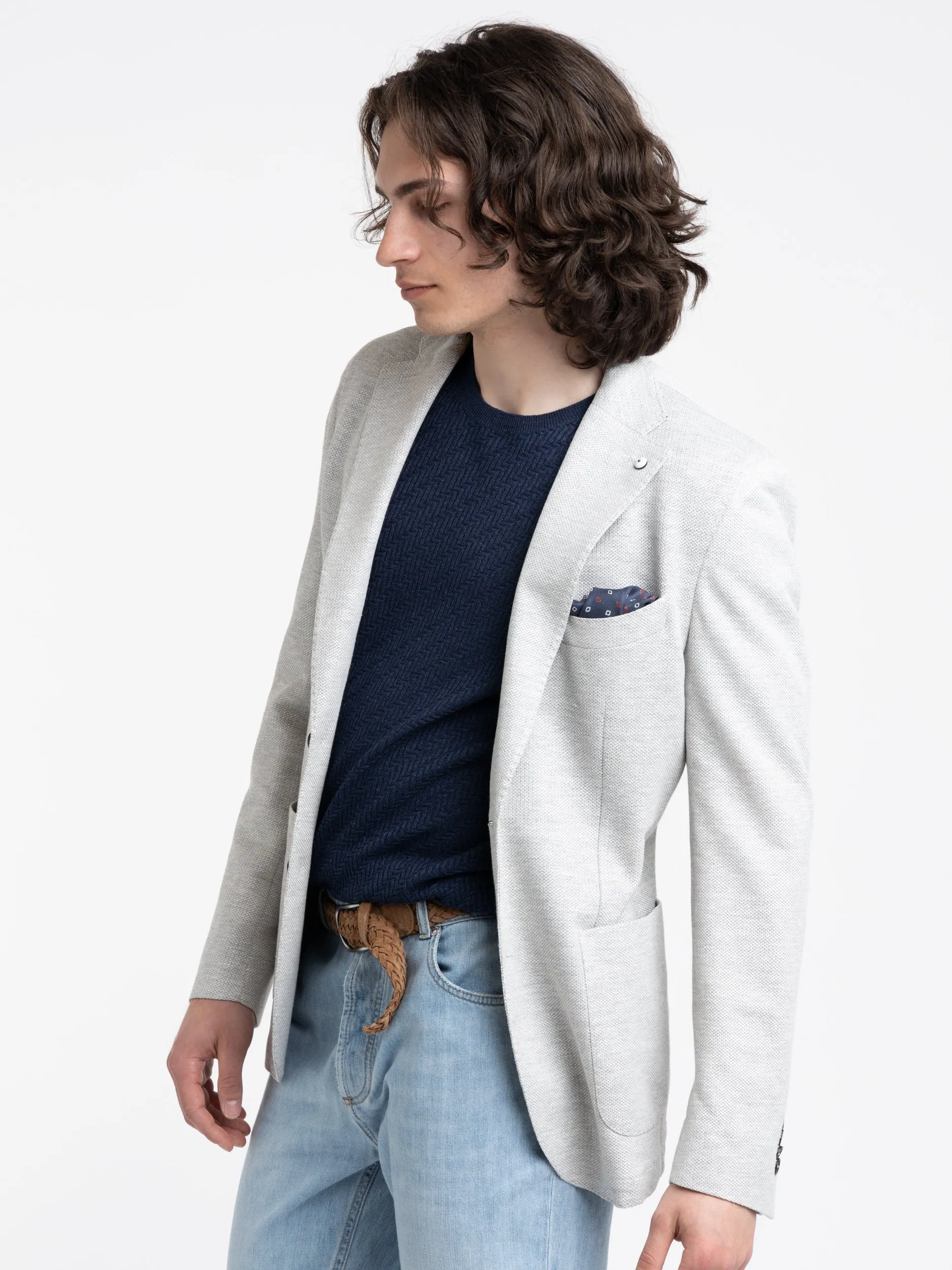 Light Grey Jack Cotton-Linen Sport Jacket