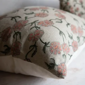 Linen Hand Block-Printed Pillow Cover No. 0225