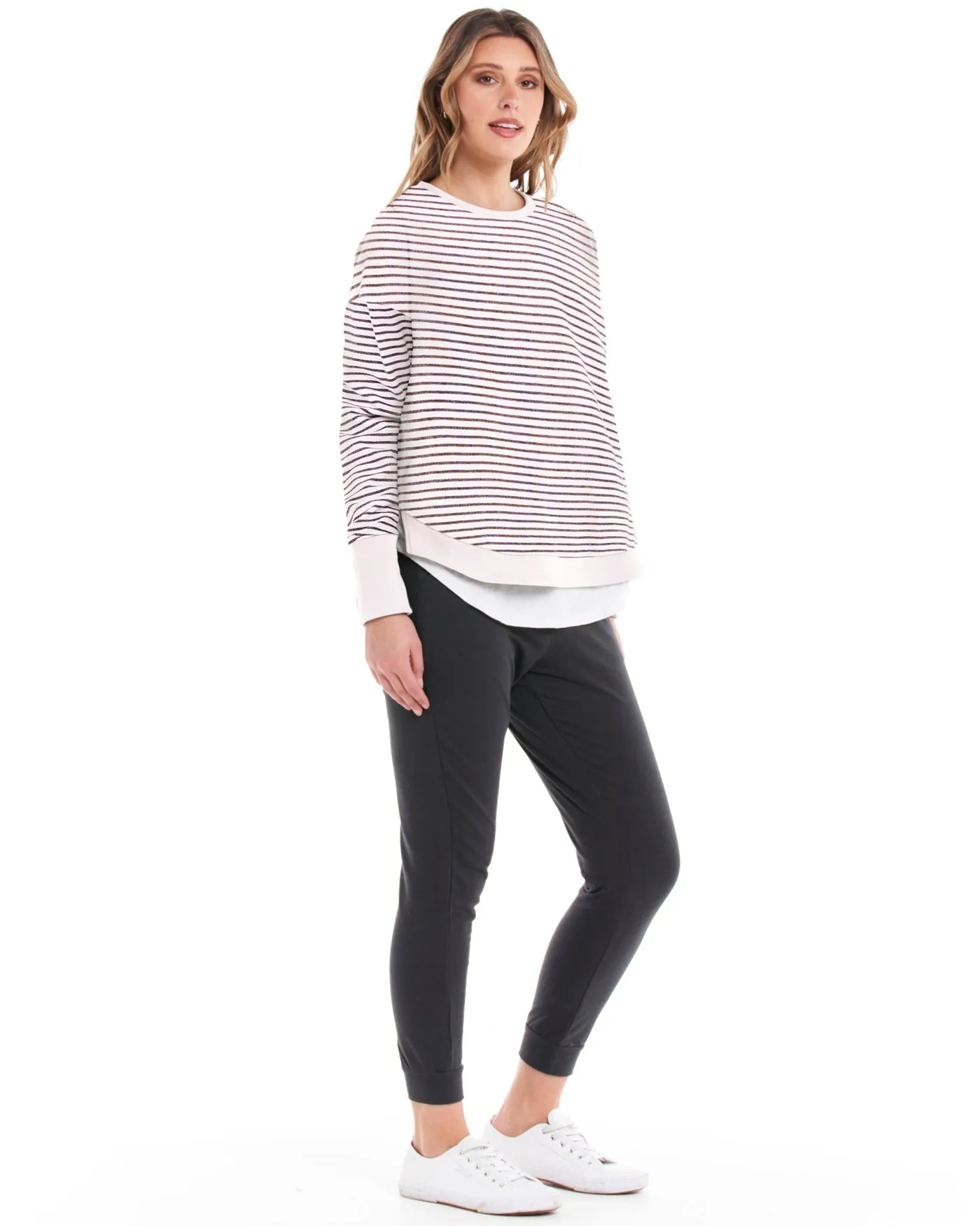 Lucy French Terry Sweat - Awning Stripe