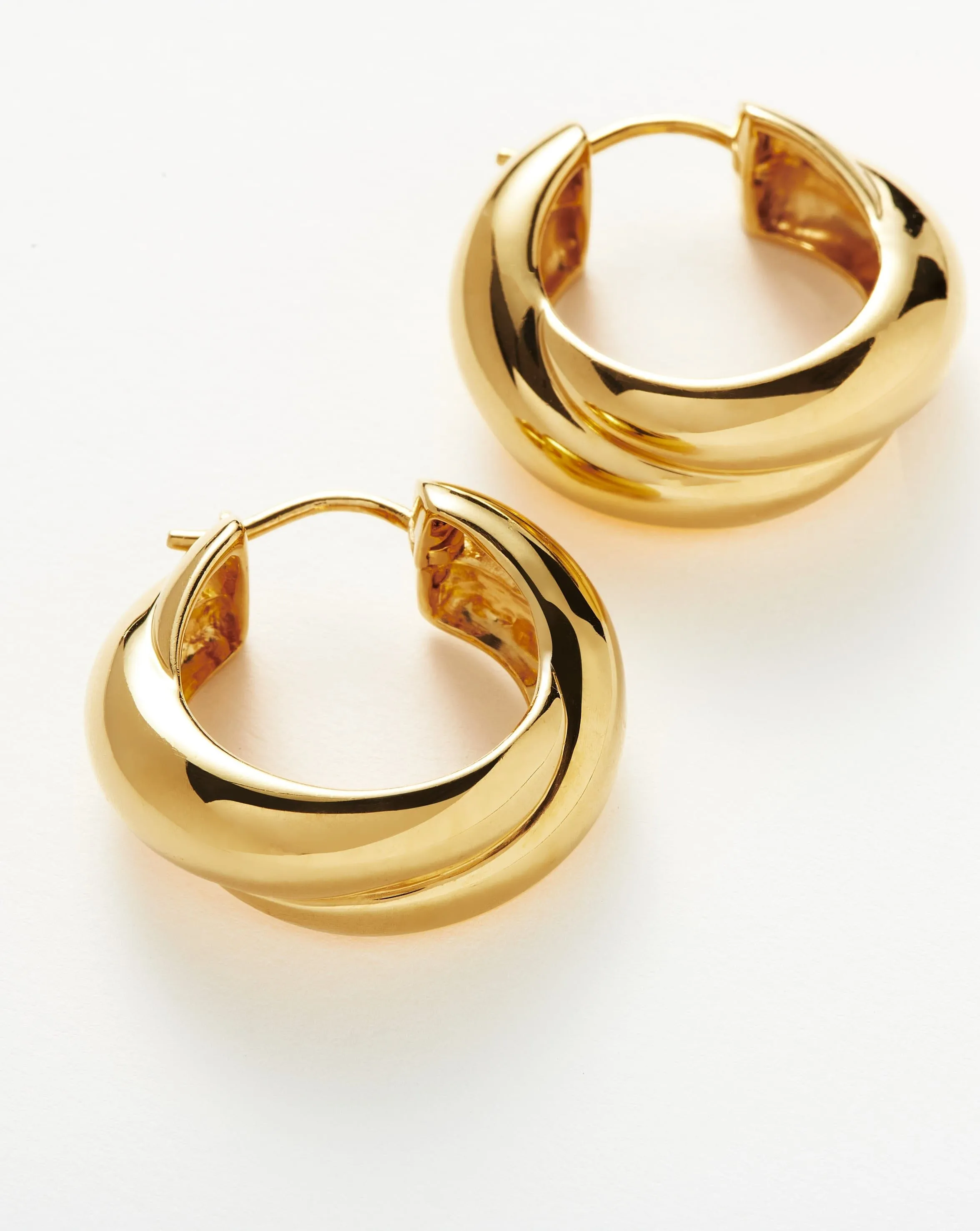 Lucy Williams Chunky Medium Entwine Hoop Earrings | 18ct Gold Plated