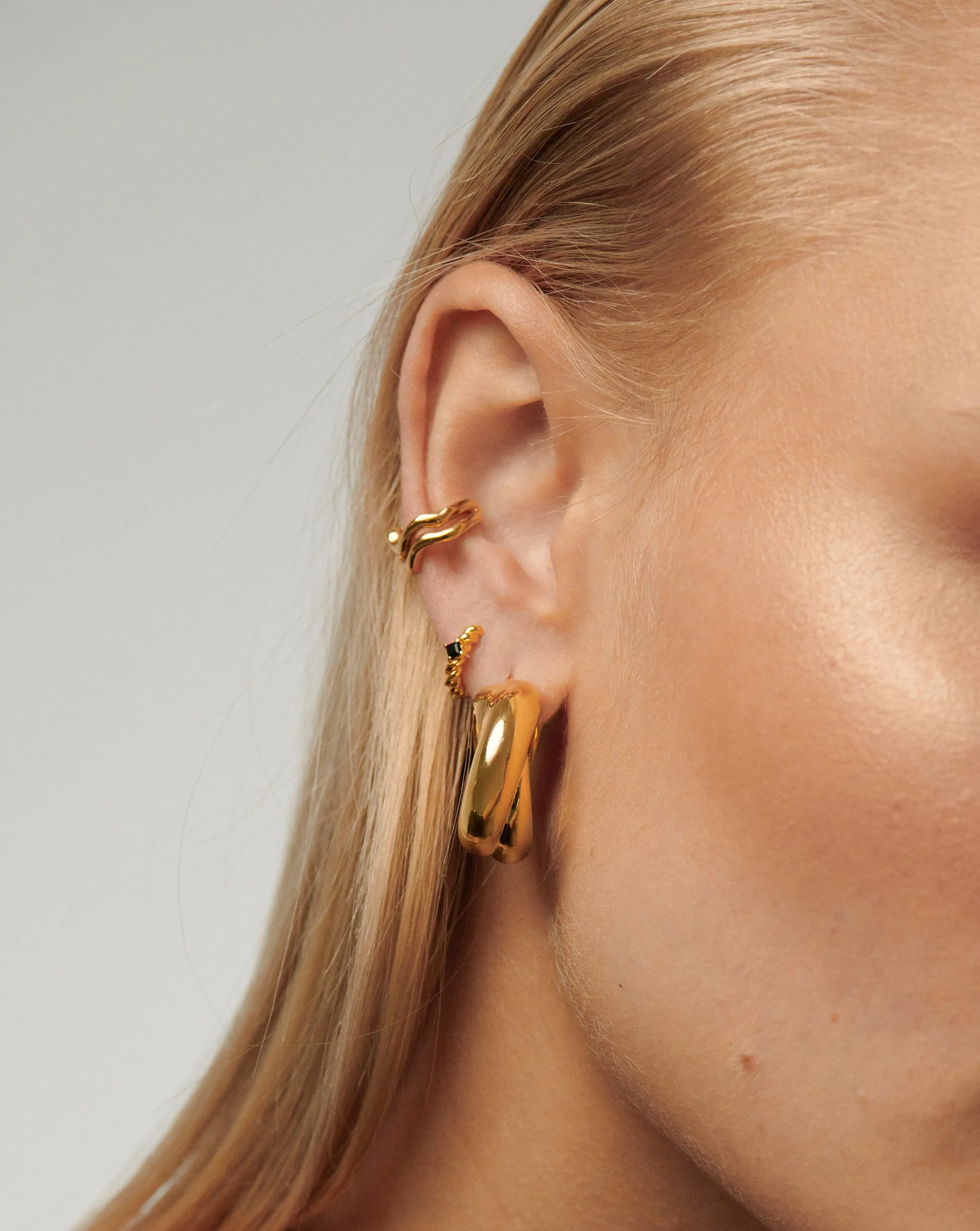 Lucy Williams Chunky Medium Entwine Hoop Earrings | 18ct Gold Plated