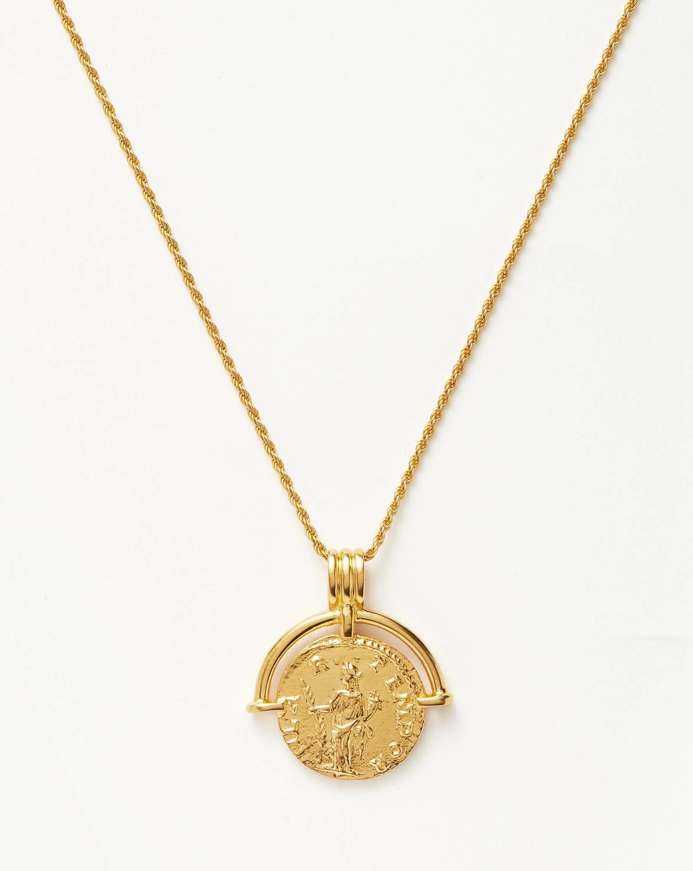 Lucy Williams Long Engravable Roman Arc Coin Necklace