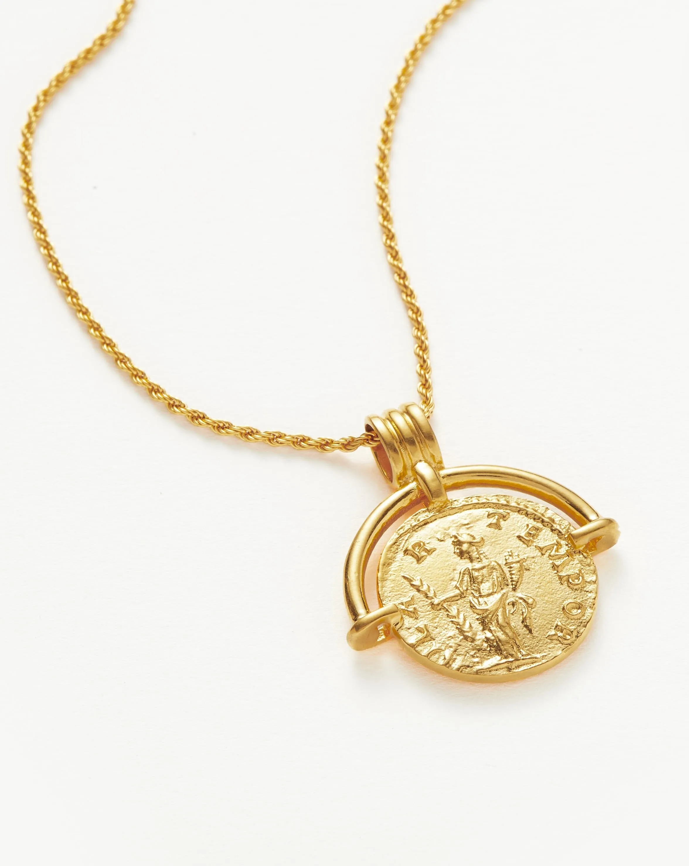 Lucy Williams Long Engravable Roman Arc Coin Necklace