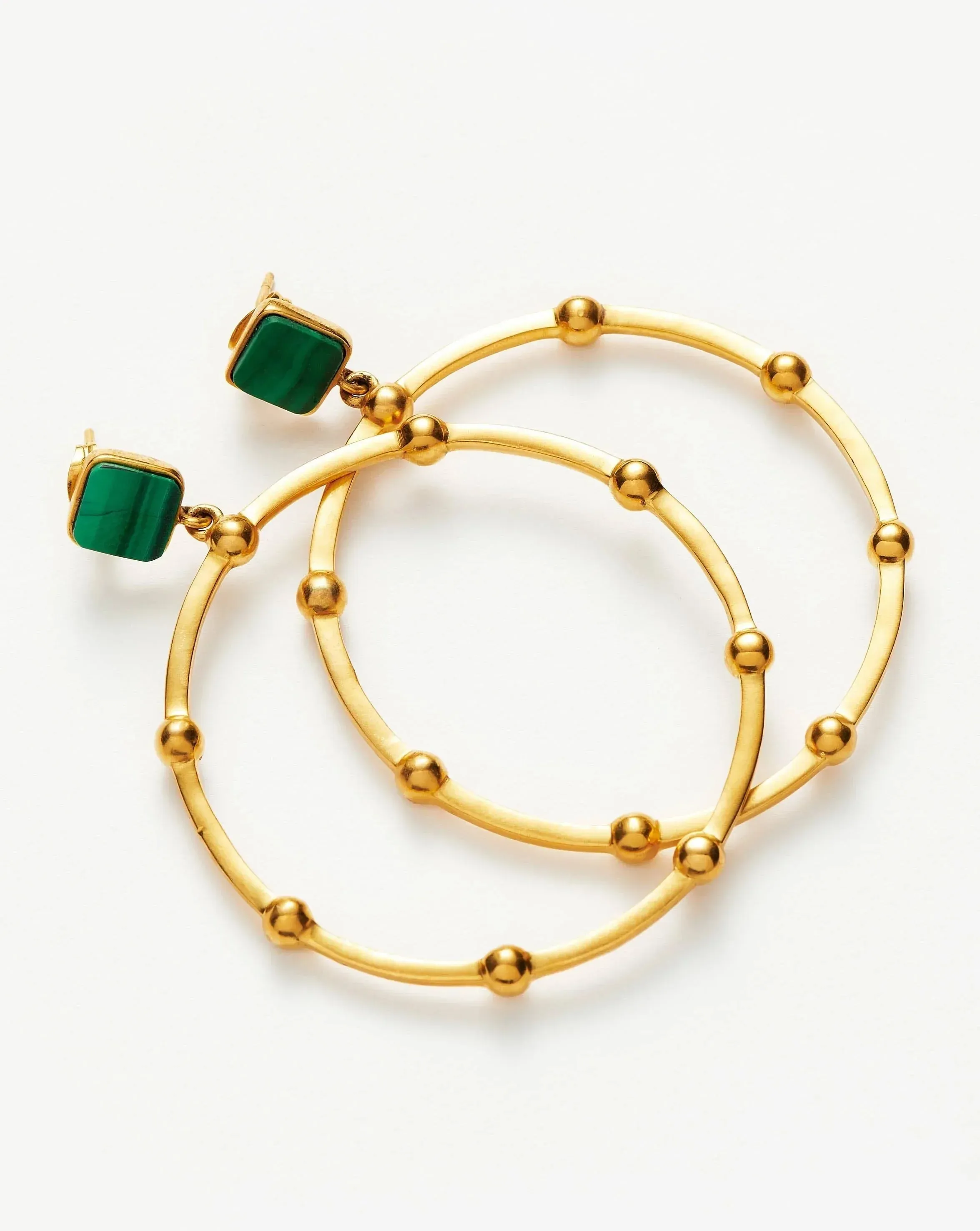 Lucy Williams Malachite Hoop Earrings | 18ct Gold Plated/Malachite