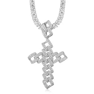 Luxury 18k Gold Plated Cross Pendant Necklace For Men