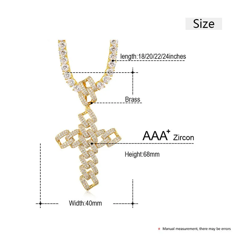 Luxury 18k Gold Plated Cross Pendant Necklace For Men