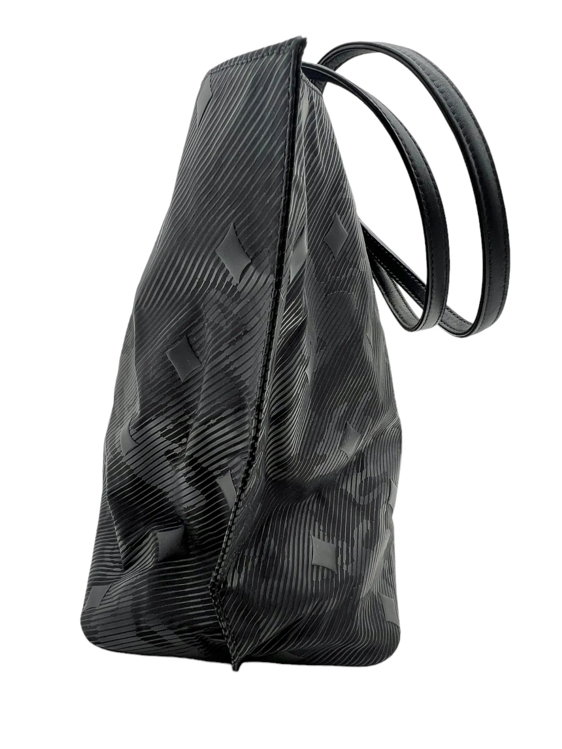 MCM Rubberized Black Nylon Abstract Lion Print Tote