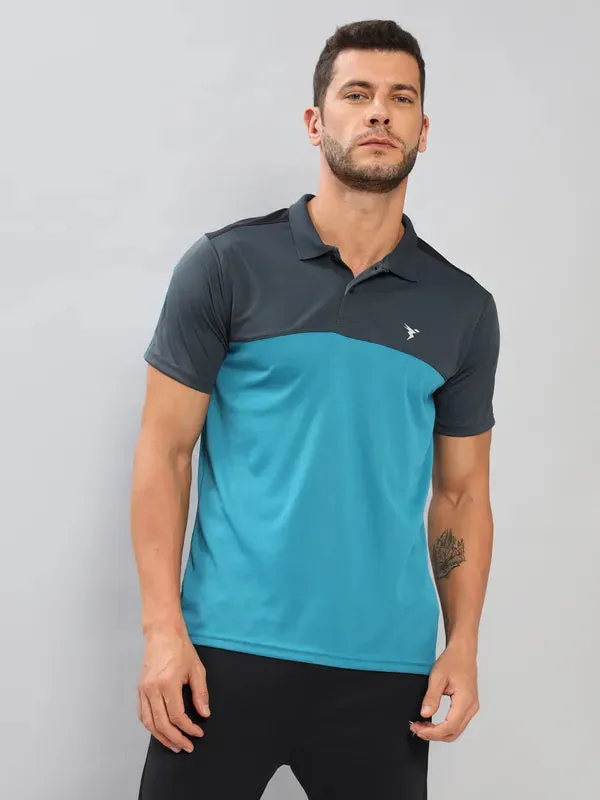 Men Colorblock Slim Fit Polo T-shirt with TECHNO COOL 