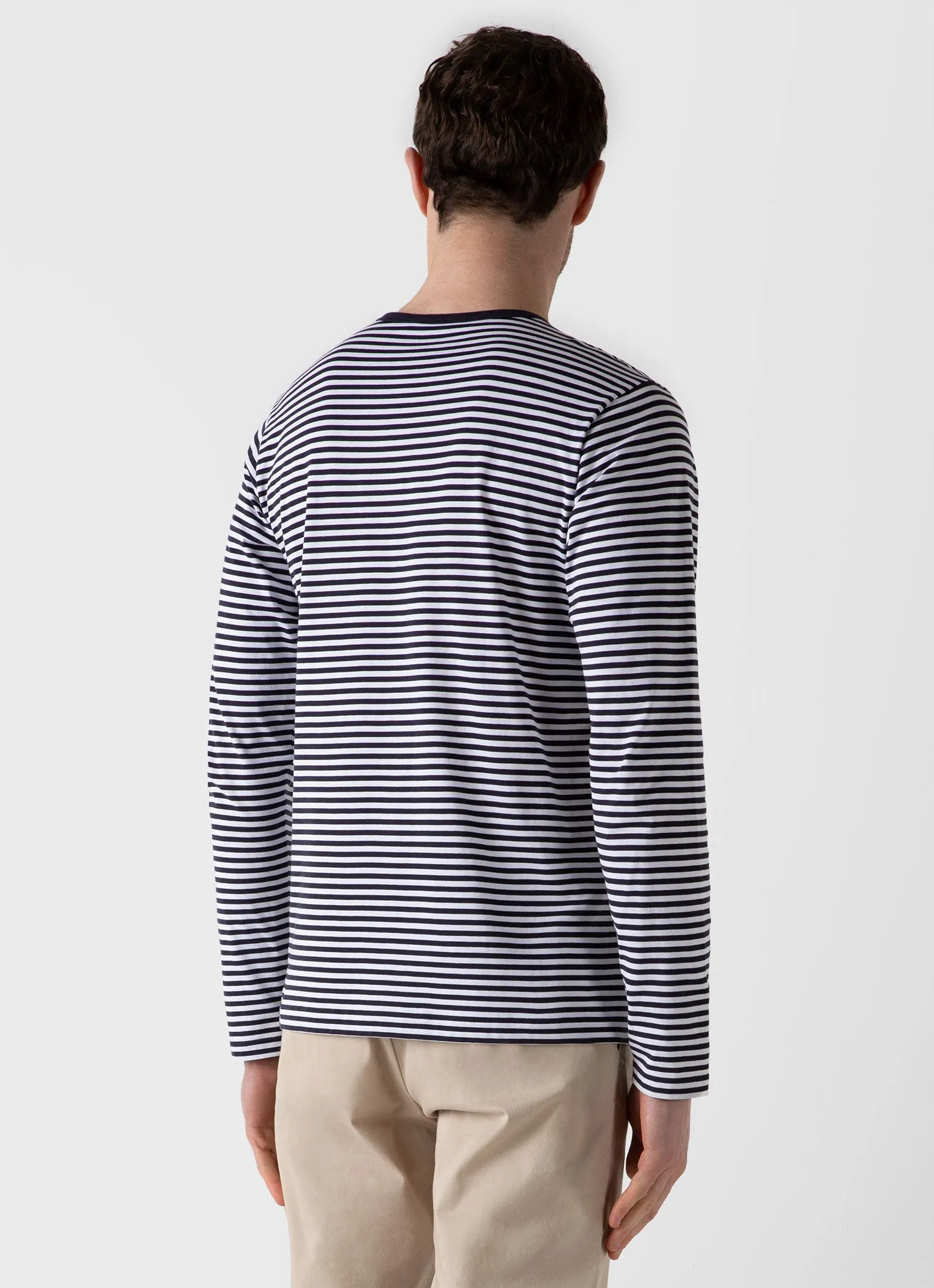 Men's Classic Long Sleeve T-shirt in Navy/White English Stripe