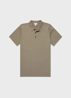 Men's Sea Island Cotton Polo Shirt in Dark Stone