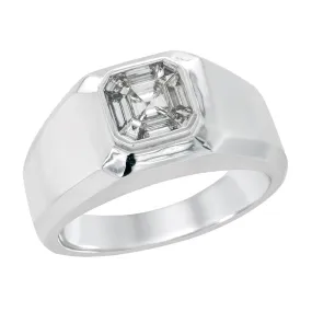 MEN'S WHITE GOLD FASHION RING WITH DIAMOND CLUSTER CENTER, .60 CT TW