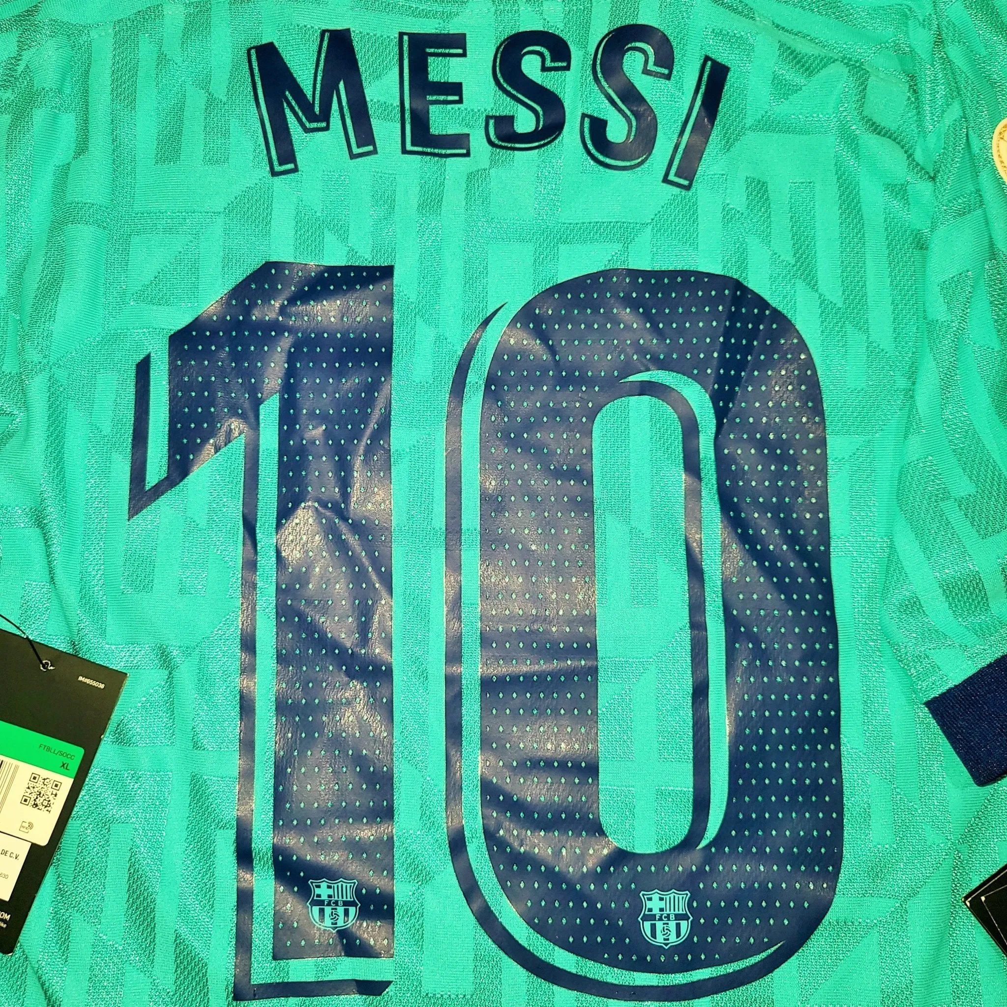 Messi Barcelona Player Issue Vaporknit 2019 2020 Third Green Jersey Shirt XL SKU# AR9343-310