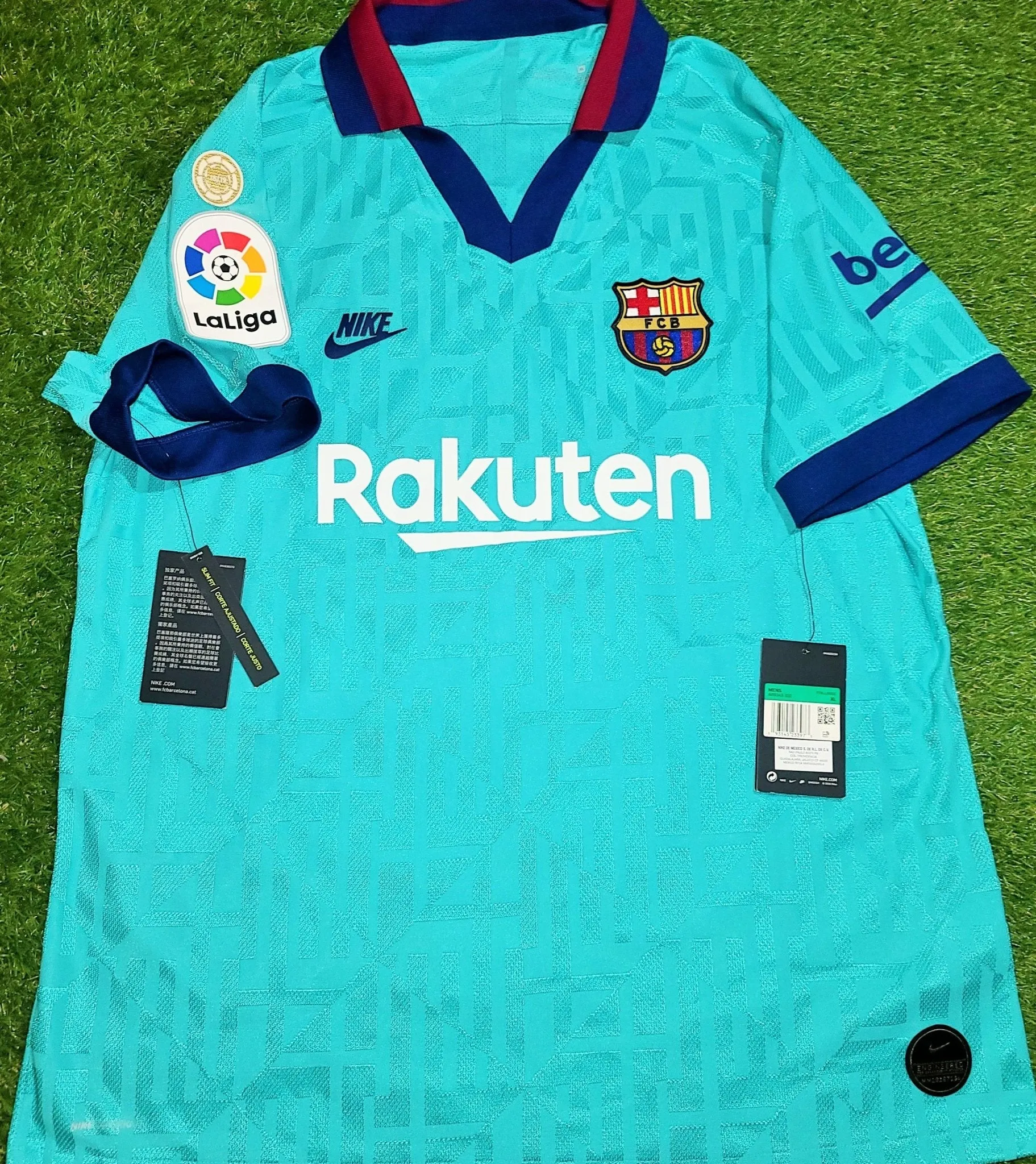 Messi Barcelona Player Issue Vaporknit 2019 2020 Third Green Jersey Shirt XL SKU# AR9343-310