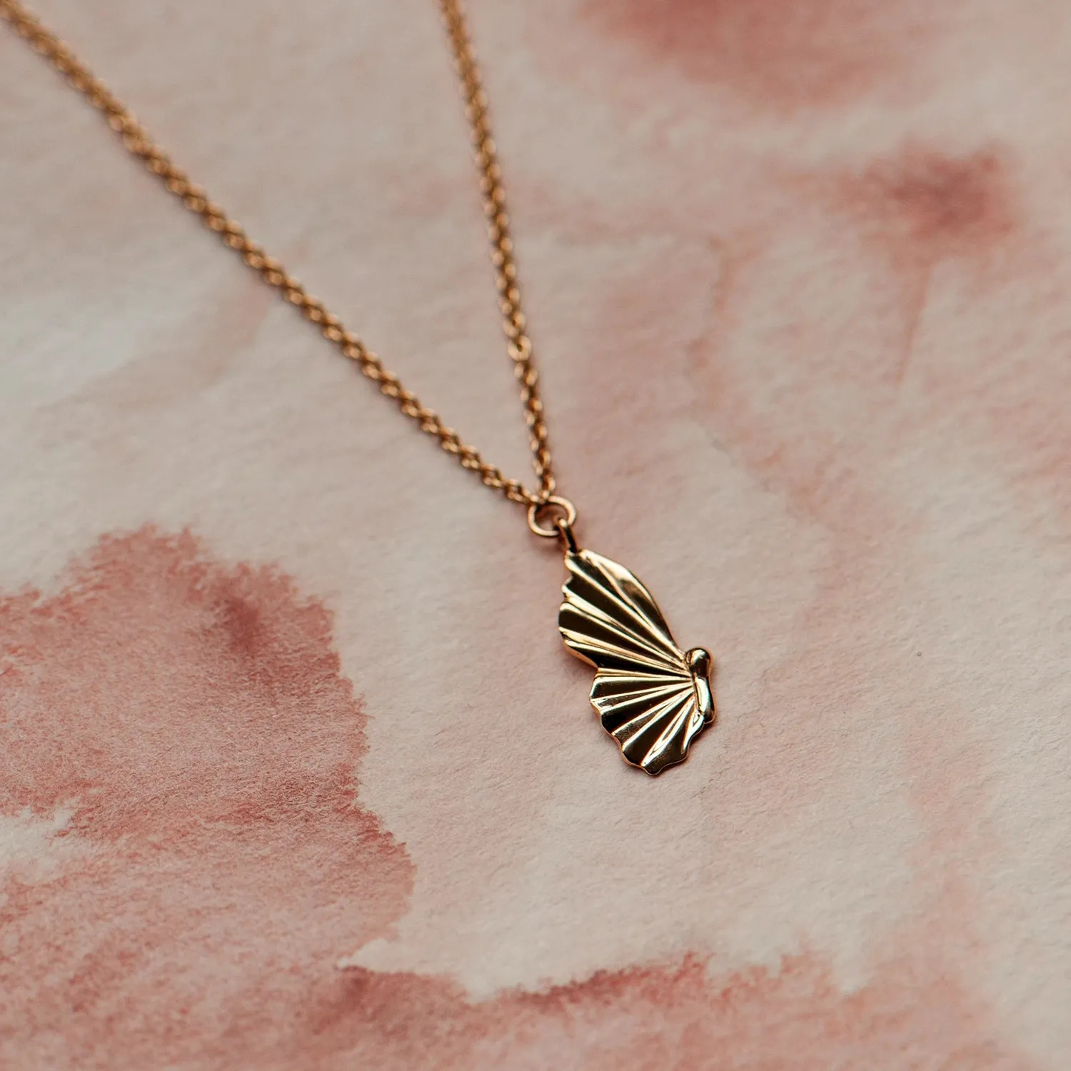 metamorphosis butterfly wing necklace - 14k yellow gold