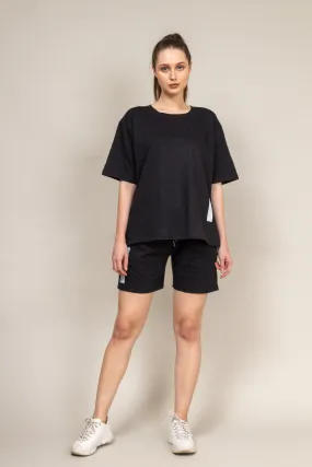 Midnight Black Oversized T-shirt Shorts Co-Ord