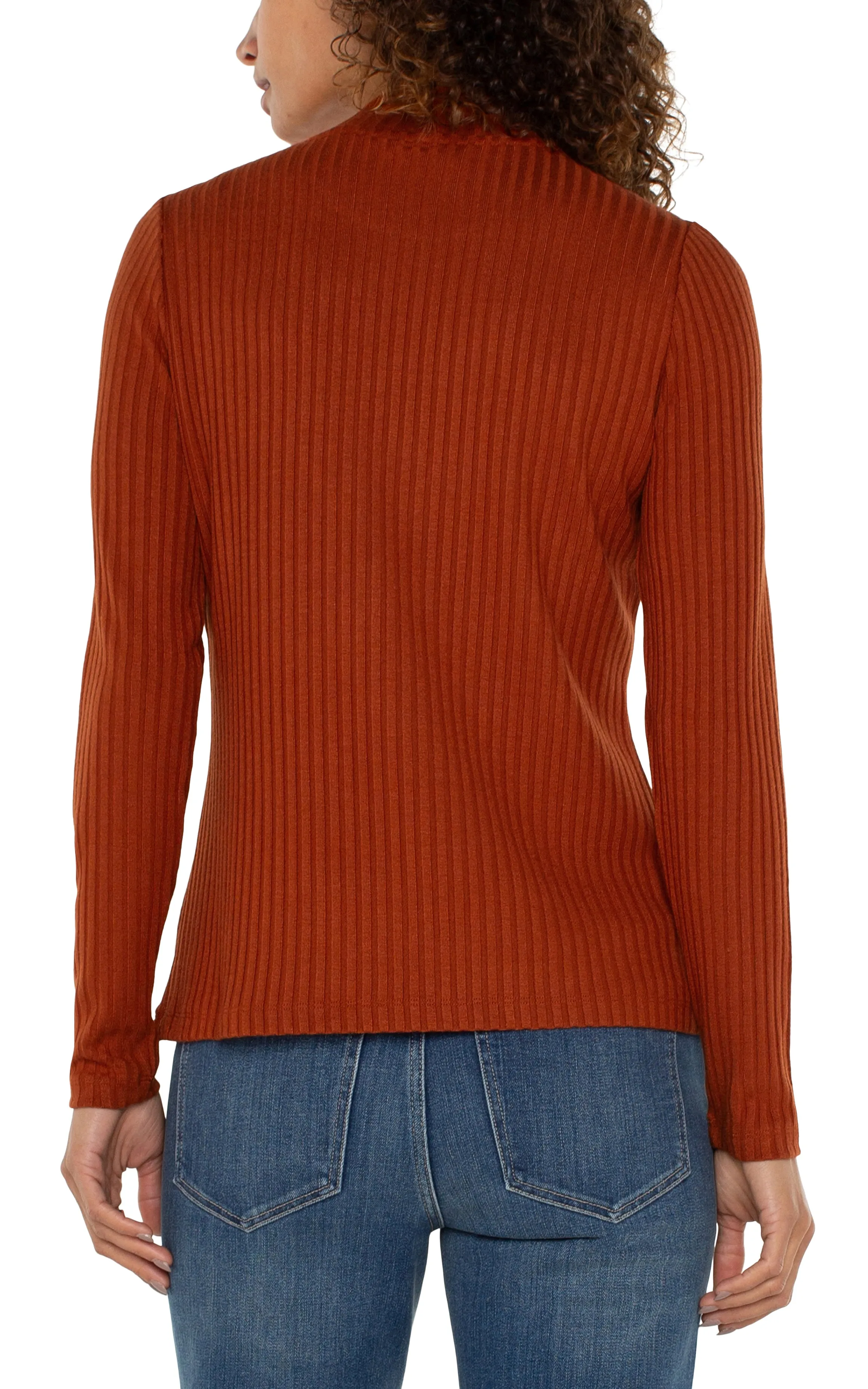 MOCK NECK LONG SLEEVE KNIT TOP